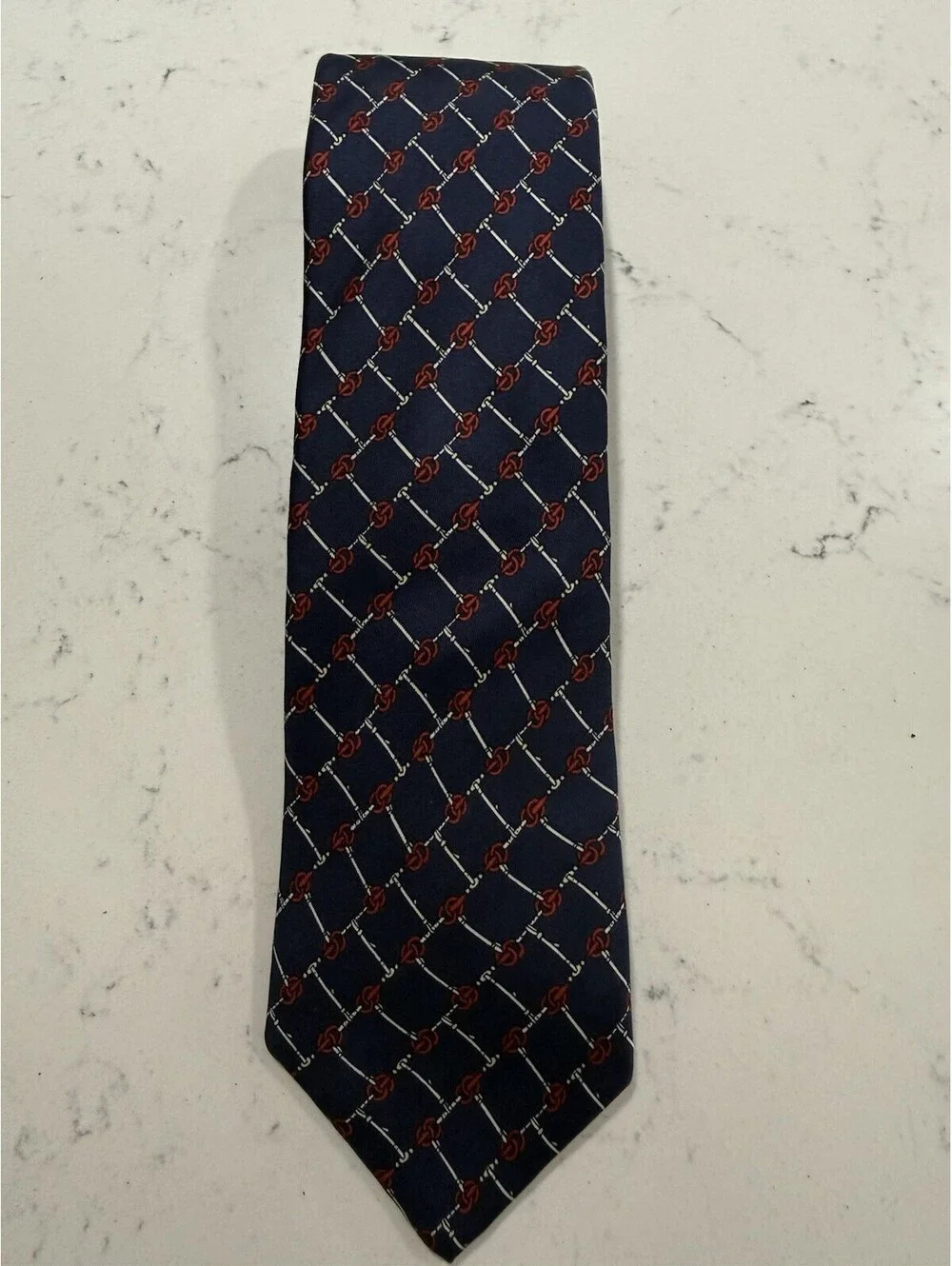 Oleg Cassini By Burma Vintage Men’s Tie 100% Silk Made USA Blue Red